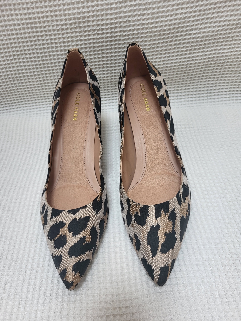 Cole Haan Leopard-Print Pointed Toe Flats - Beige & Black